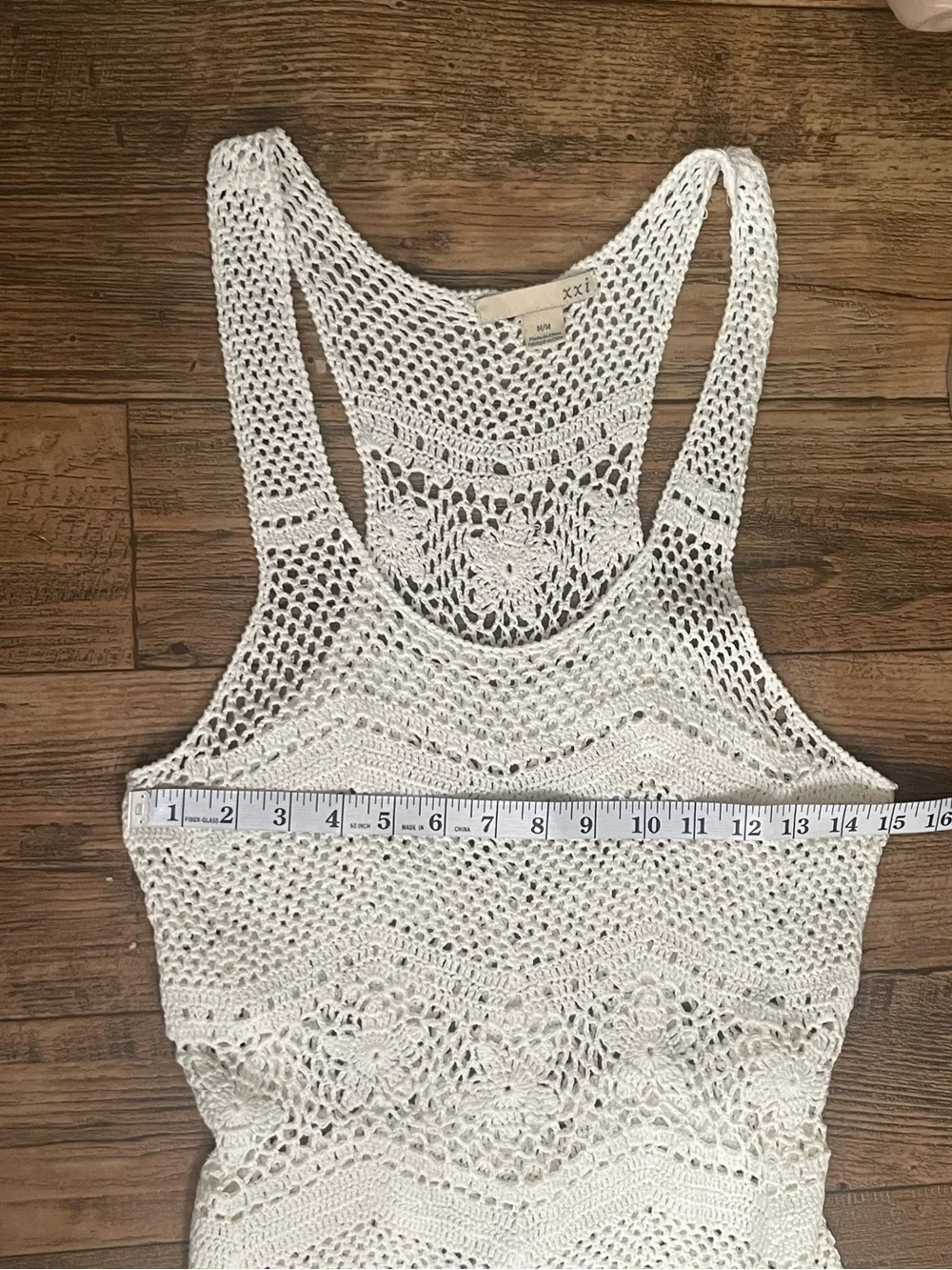 Crochet mini dress fringe swim coverup - Picture 12 of 16